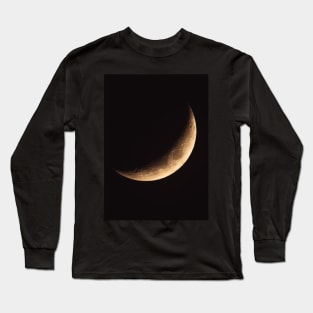 Crescent Moon Night Sky Photograph Long Sleeve T-Shirt